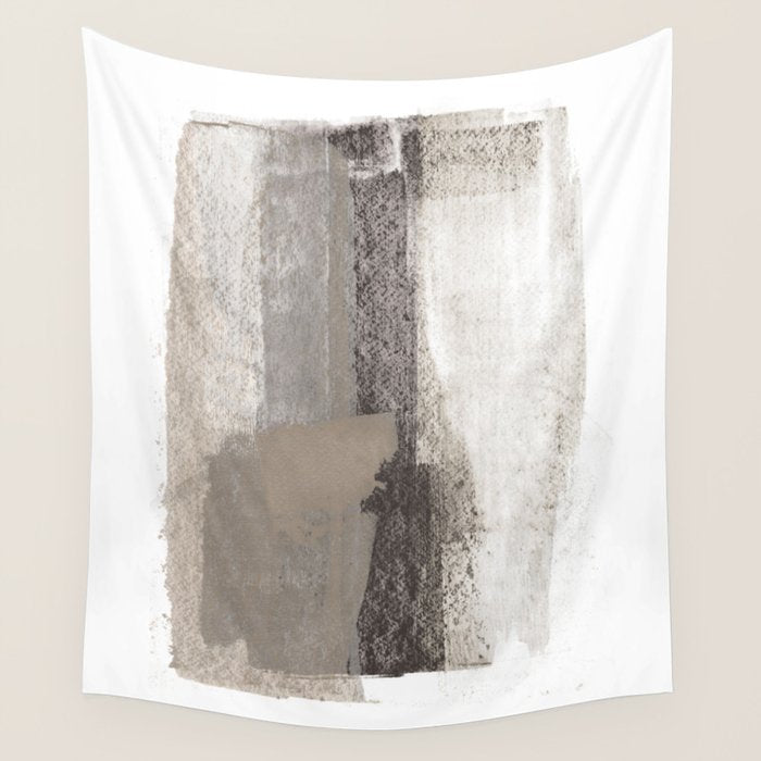 Taupe and Charcoal Grey Modern Abstract Painting Wall Tapestry Gallery Image 1