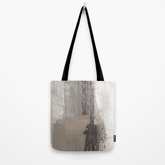 Taupe and Charcoal Grey Modern Abstract Painting Tote Bag Gallery Image 2