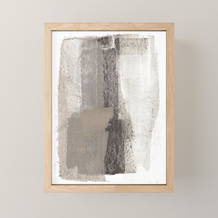 Taupe and Charcoal Grey Modern Abstract Painting Mini Art Print Gallery Image 1