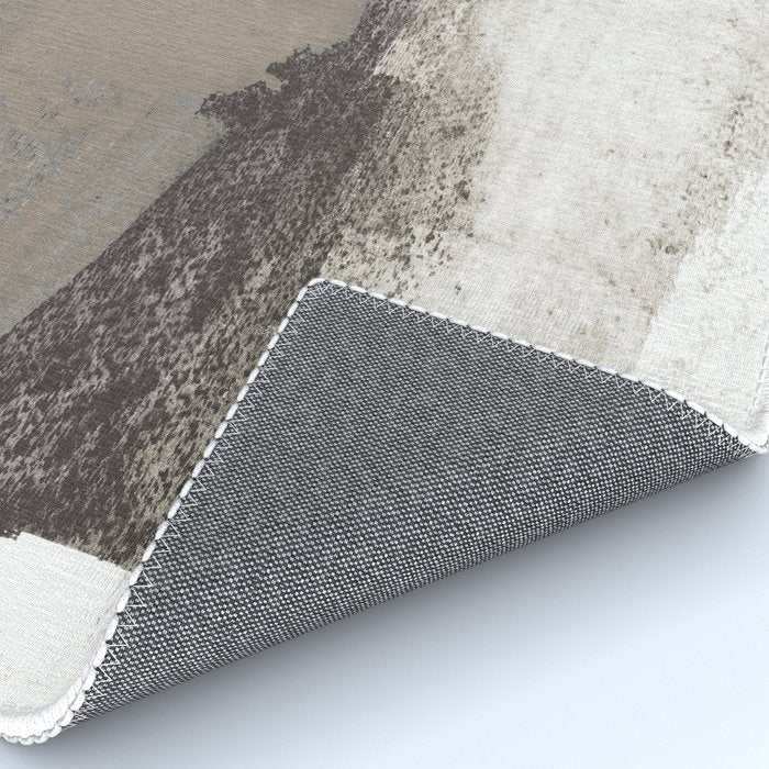 Taupe and Charcoal Grey Modern Abstract Painting Rug Gallery Image 4