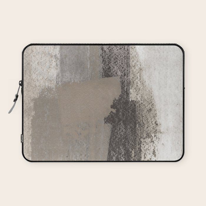 Taupe and Charcoal Grey Modern Abstract Painting Laptop Sleeve Gallery Image 1