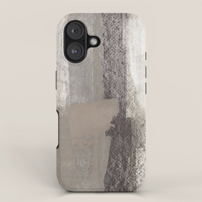 Taupe and Charcoal Grey Modern Abstract Painting iPhone Case Gallery Image 1