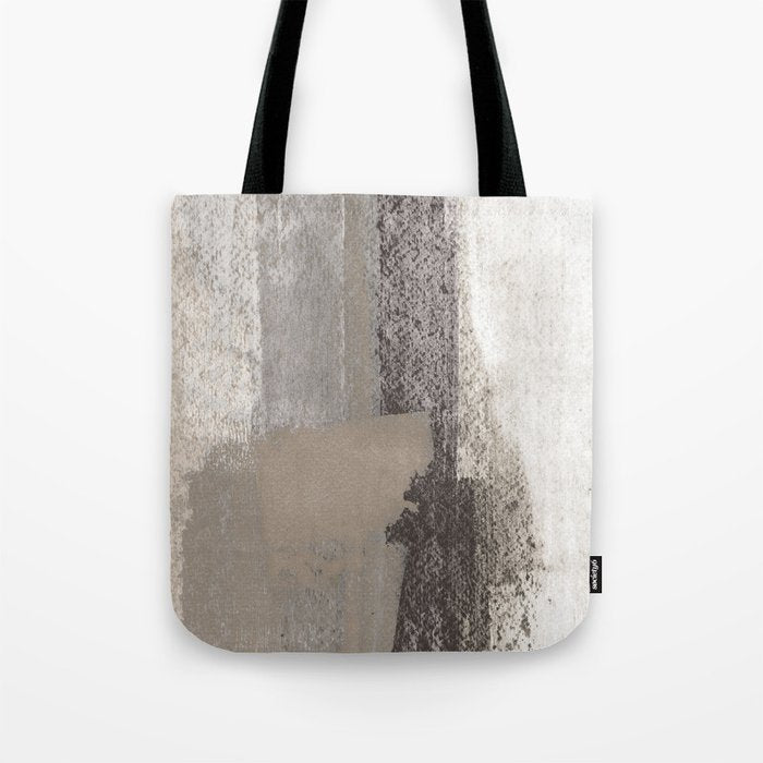 Taupe and Charcoal Grey Modern Abstract Painting Tote Bag Gallery Image 1