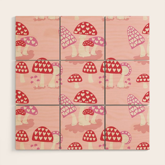 Valentine Mushrooms Wood Wall Art Gallery Image 1