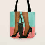 Woman in Heels with Black Cat Tote Bag Gallery Image 1