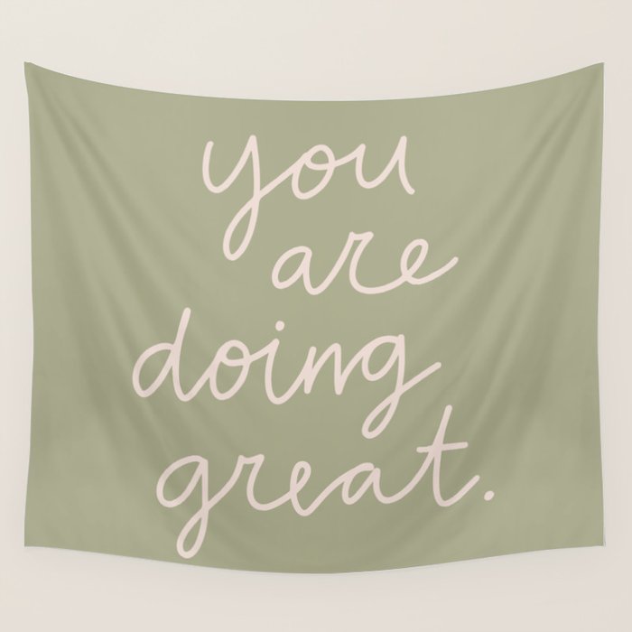 You Are Doing Great Sage Green Wall Tapestry Gallery Image 4