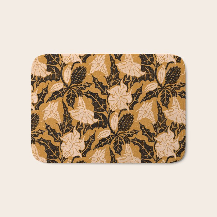 Moon Flower - Black, gold, peach pink Bath Mat Gallery Image 1