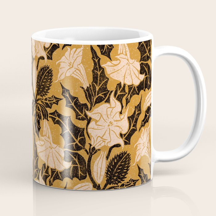 Moon Flower - Black, gold, peach pink Coffee Mug Gallery Image 1