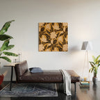 Moon Flower - Black, gold, peach pink Wood Wall Art Gallery Image 2