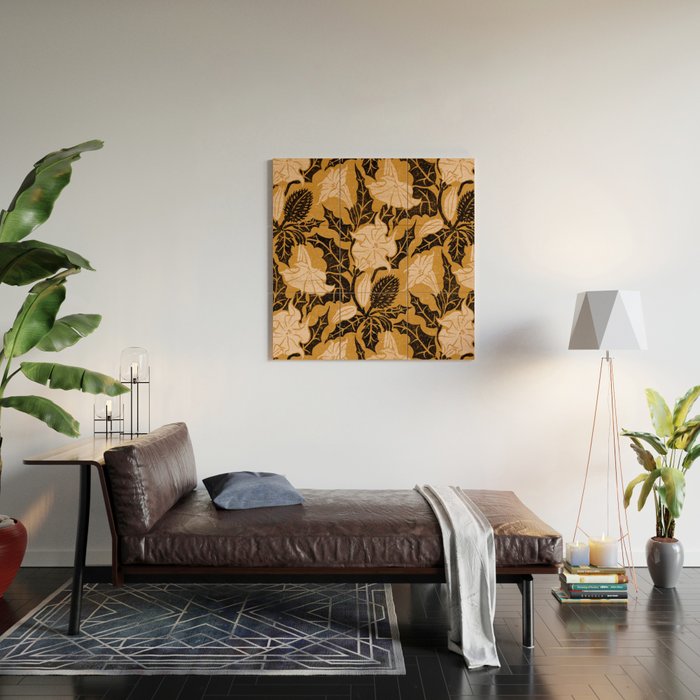 Moon Flower - Black, gold, peach pink Wood Wall Art Gallery Image 2