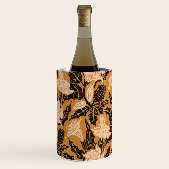 Moon Flower - Black, gold, peach pink Wine Chiller Gallery Image 1