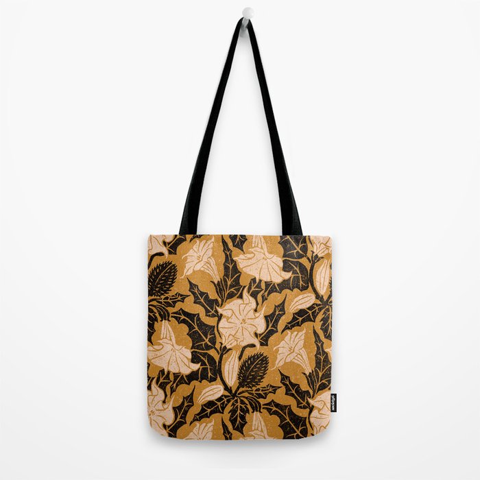 Moon Flower - Black, gold, peach pink Tote Bag Gallery Image 2