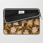 Moon Flower - Black, gold, peach pink Laptop Sleeve Gallery Image 2