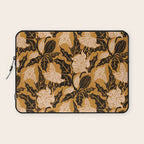 Moon Flower - Black, gold, peach pink Laptop Sleeve Gallery Image 1