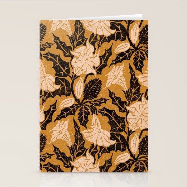 Moon Flower - Black, gold, peach pink Stationery Card Gallery Image 2