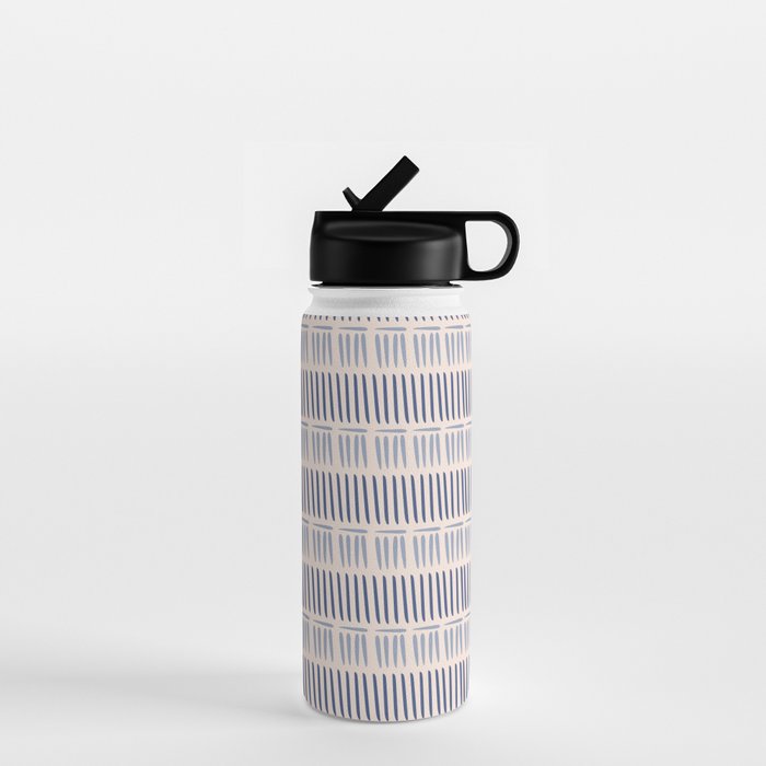 Indigo Blue Stripes  Water Bottle Gallery Image 1