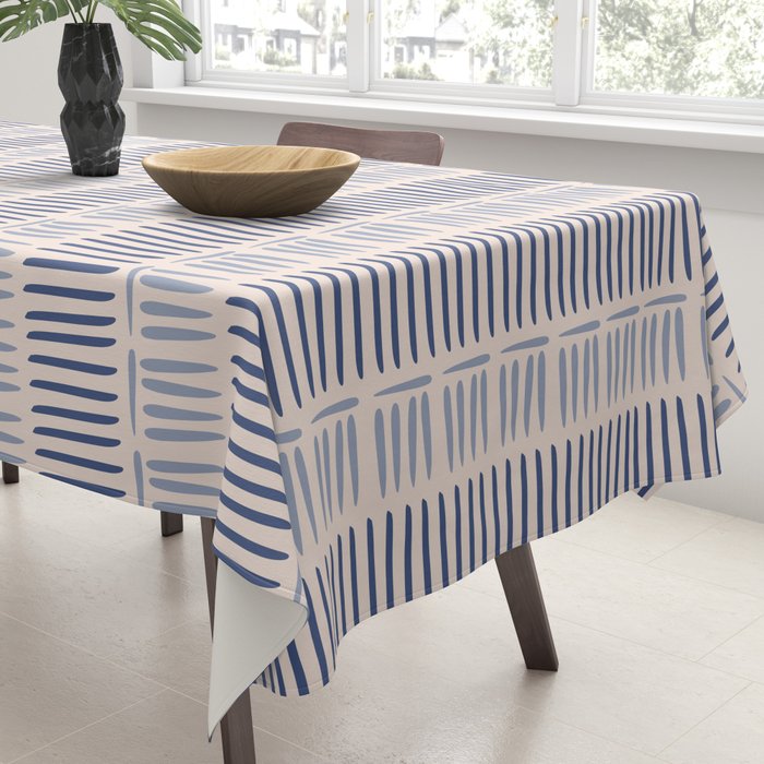 Indigo Blue Stripes  Tablecloth Gallery Image 3