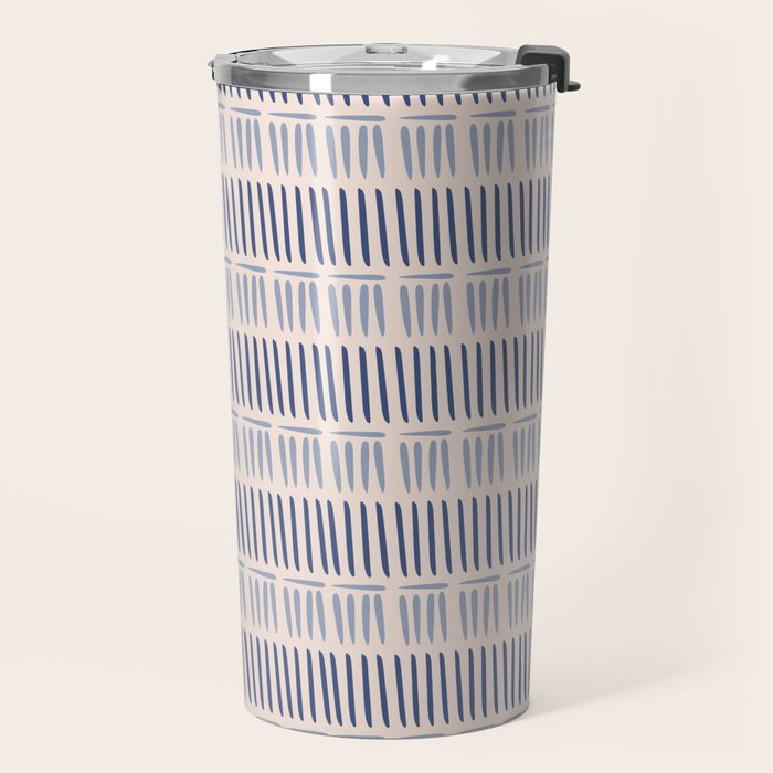 Indigo Blue Stripes  Travel Mug Gallery Image 2