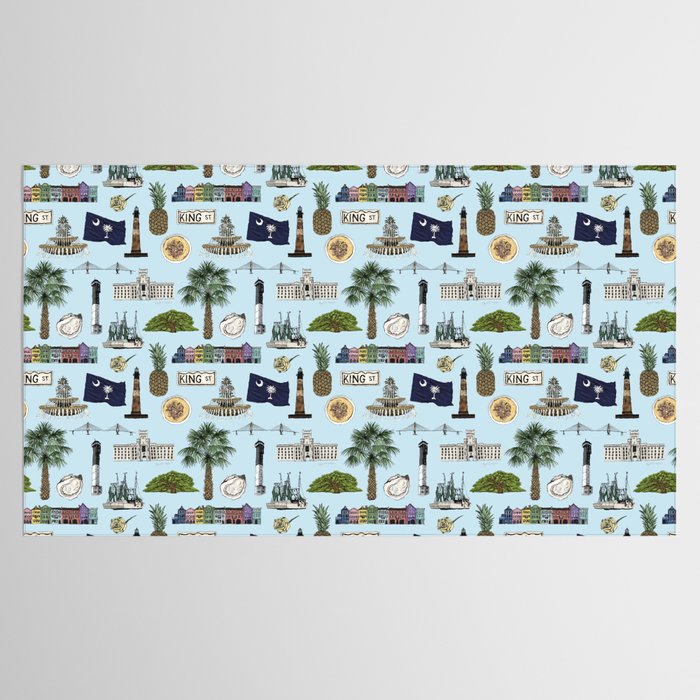 Charleston South Carolina Pattern - Blue Tablecloth Gallery Image 2