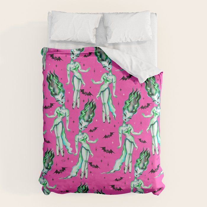 Bride of Frankenstein on Hot Pink Duvet Cover Gallery Image 6