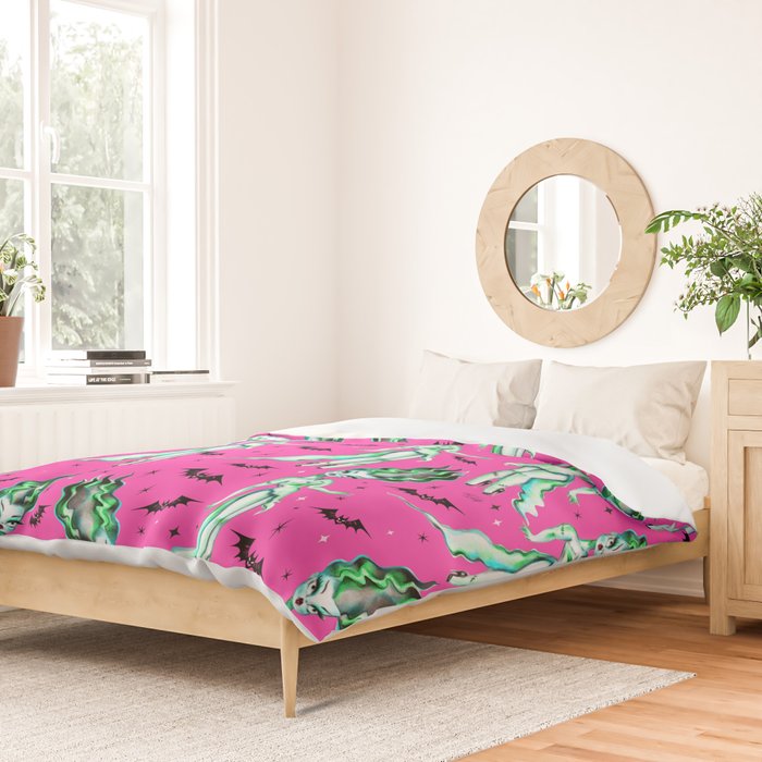 Bride of Frankenstein on Hot Pink Duvet Cover Gallery Image 2