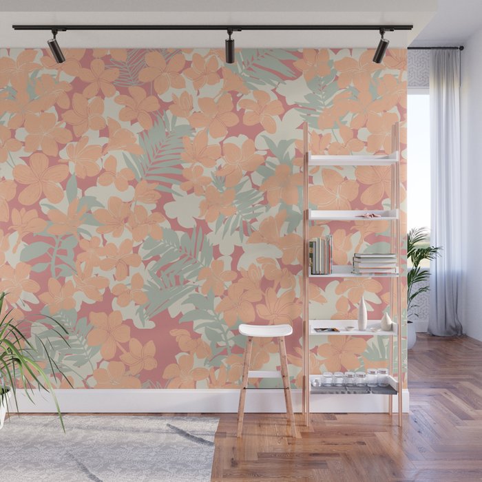 Exotic plumeria flowers A Wall Mural Gallery Image 1