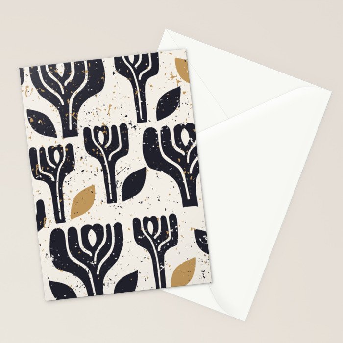 Scandinavian trees vintage structur Stationery Card Gallery Image 2