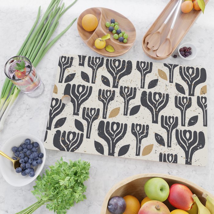 Scandinavian trees vintage structur Cutting Board Gallery Image 2