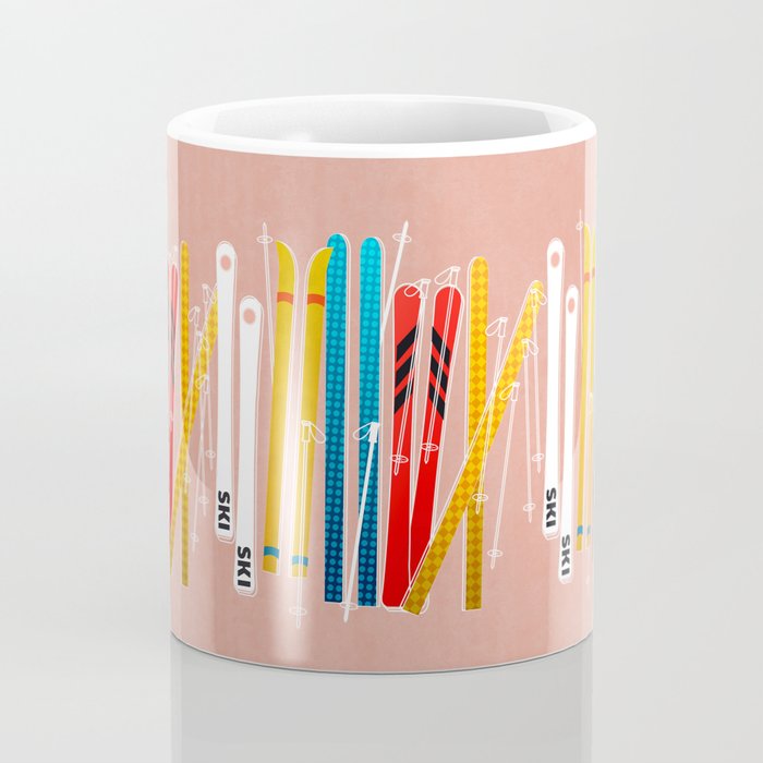 Colorful Ski Illustration and Pattern no 2 Coffee Mug Gallery Image 4