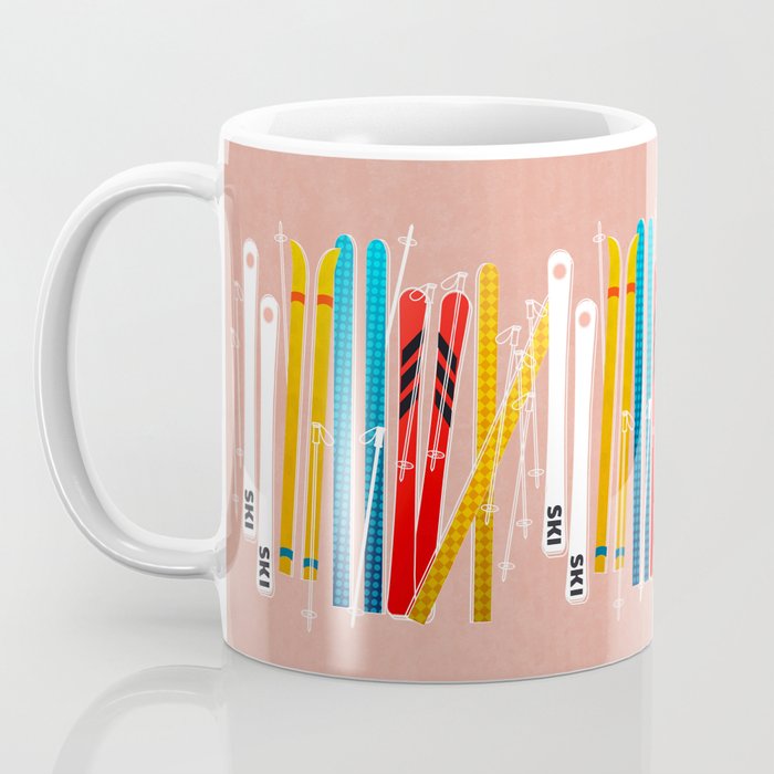 Colorful Ski Illustration and Pattern no 2 Coffee Mug Gallery Image 3