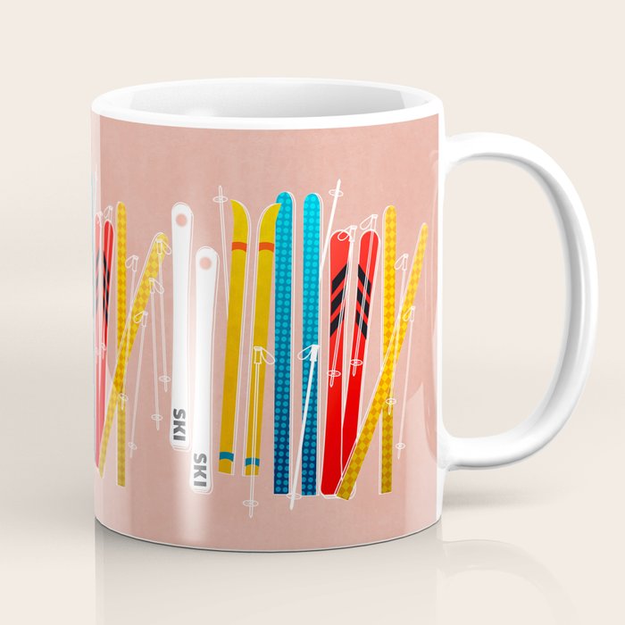 Colorful Ski Illustration and Pattern no 2 Coffee Mug Gallery Image 1