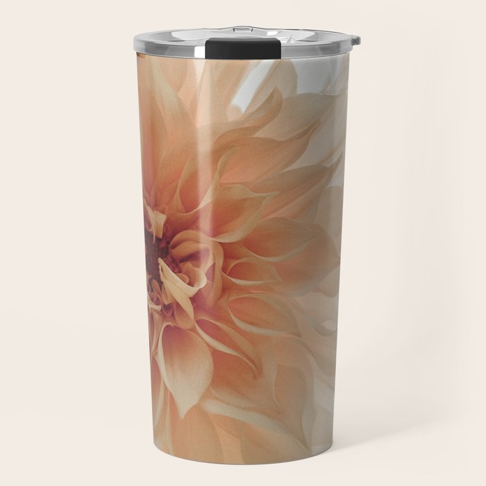 Oh Hello happy pink dahlia flower photograph Travel Mug Gallery Image 1