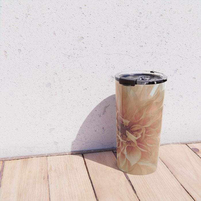 Oh Hello happy pink dahlia flower photograph Travel Mug Gallery Image 4