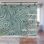 Teal Green Swirl Pattern Modern Decor Wall Mural Gallery Image 1
