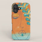 Monoline Woman Gilded Flowers iPhone Case Gallery Image 1
