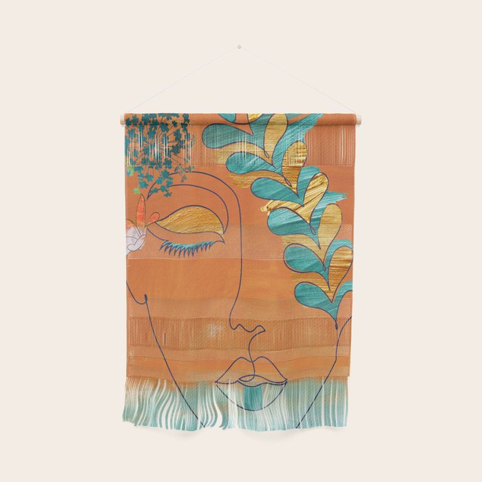 Monoline Woman Gilded Flowers Wall Hanging Gallery Image 1