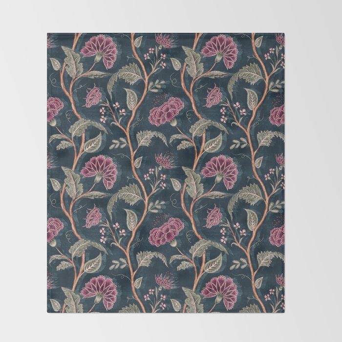 Indienne Vine - Midnight Velvet  Throw Blanket Gallery Image 2