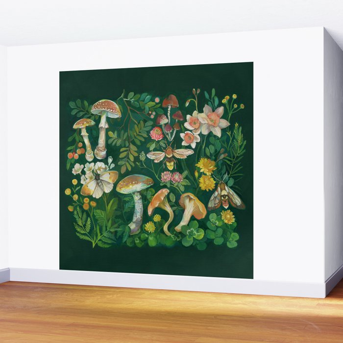 Mushrooms Dandelion Garden Wall Mural Gallery Image 2