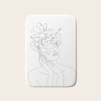 Minimal Line Art Woman with Magnolia Bath Mat Gallery Image 1