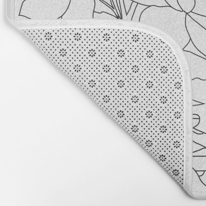 Minimal Line Art Woman with Magnolia Bath Mat Gallery Image 2