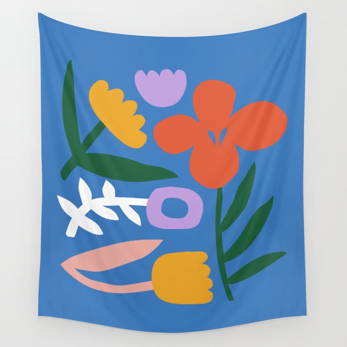 Retro spring flower nature drawing Wall Tapestry Gallery Image 4