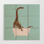 Brachiosaurus in Bathtub Wood Wall Art Gallery Image 1