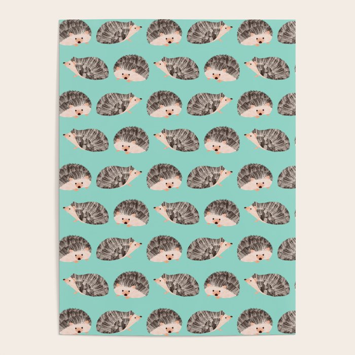 Hedgehog Turquoise Poster Gallery Image 4