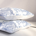 Toile de Jouy Vintage French Exotic Jungle Forest Navy Blue & White Pillow Sham Gallery Image 3