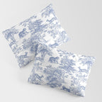 Toile de Jouy Vintage French Exotic Jungle Forest Navy Blue & White Pillow Sham Gallery Image 3