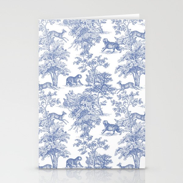 Toile de Jouy Vintage French Exotic Jungle Forest Navy Blue & White Stationery Card Gallery Image 1