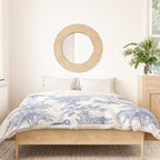 Toile de Jouy Vintage French Exotic Jungle Forest Navy Blue & White Duvet Cover Gallery Image 3