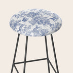 Toile de Jouy Vintage French Exotic Jungle Forest Navy Blue & White Stool Gallery Image 2