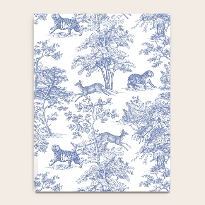 Toile de Jouy Vintage French Exotic Jungle Forest Navy Blue & White Notebook Gallery Image 4
