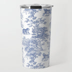 Toile de Jouy Vintage French Exotic Jungle Forest Navy Blue & White Travel Mug Gallery Image 1